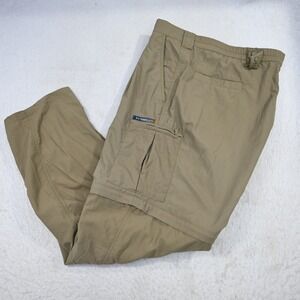 ExOfficio Convertible Cargo Pants Mens Large Tan Khaki Hiking Outdoor Zip Off‎